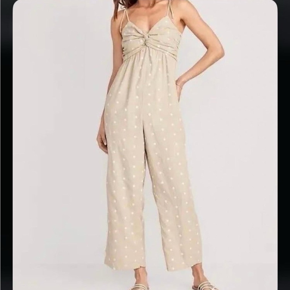 NWT Old Navy Light Tan Polka Dot Jumpsuit